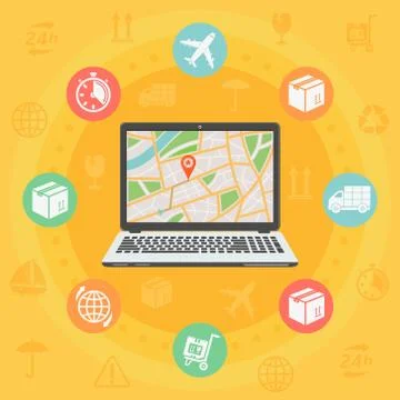 Concept of the shipping parcel tracking order Illustrazione stock