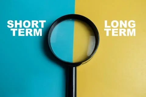 Concept of short term or long term write on color background Stock Photos
