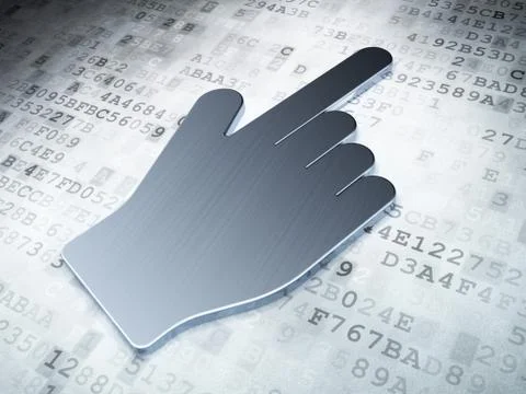 Concept: Silver Mouse Cursor on digital background Ilustração Stock