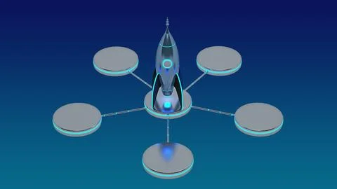 Concept simple rocket and five mock up callouts Stock Illustration