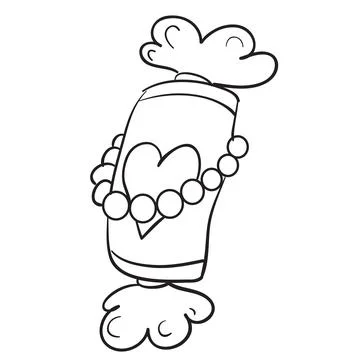Concept, sketch of candy with beads, coloring book, cartoon illustration, iso Stock Illustration