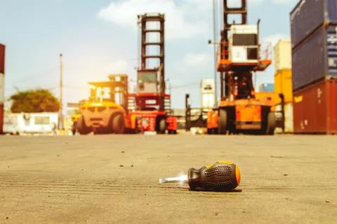 Concept of small tools is lost while working. Stock Photos