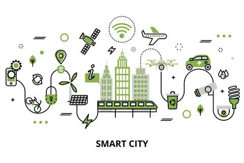 Concept of smart city, technologies of future Stock Illustration