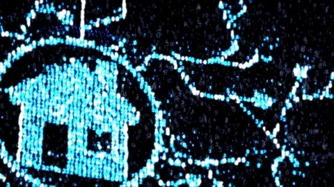 The concept of smart home. House of computer code Video stock 72631363