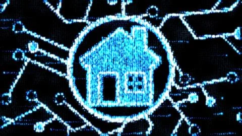 The concept of smart home. House of computer code Stock Illustration