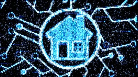 The concept of smart home. House of computer code Stock Illustration