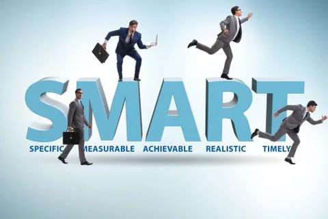 Concept of SMART objectives in performance management Stock Photos