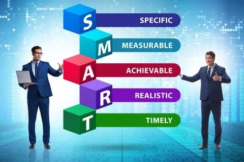 Concept of SMART objectives in performance management Stock Photos