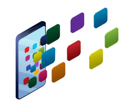 Concept smart phone screen with application icons Illustrazione stock