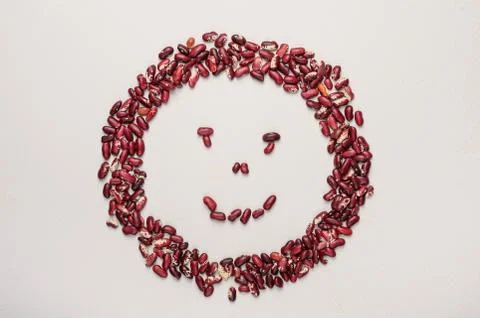 Concept of the smiley beans red beans. Healthy diet food Stock Photos