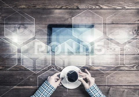 Concept of social communication and networking with social conne Stock Photos