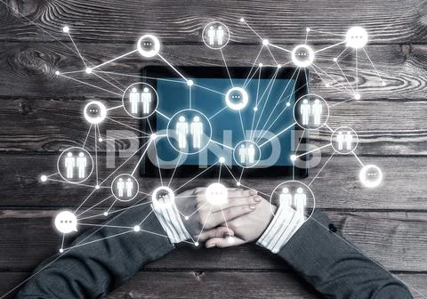 Concept of social communication and networking with social conne Stock Photos