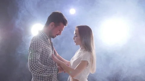 Concept of social dance and relationships. beautiful young couple dancing Stock Footage 106928510