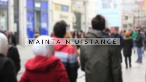Concept of social distancing. Crowd of walking blurry people. Maintain Distance. Stock Footage 145427795