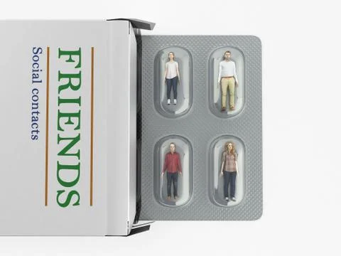 The concept of social problems 3d genereted people instead of pills in the pa Stock Illustration