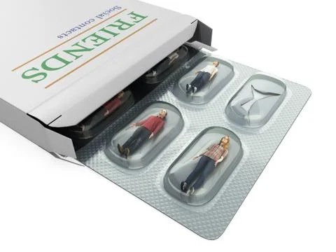 The concept of social problems people instead of pills in the package 3d rend Stock Illustration