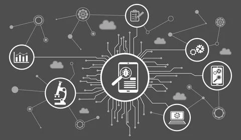 Concept of software testing 스톡 일러스트