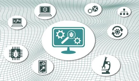 Concept of software testing 스톡 일러스트