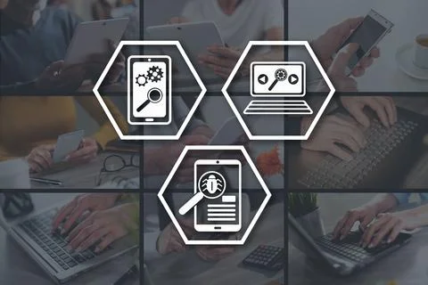 Concept of software testing Stock Photos