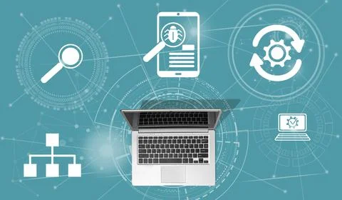 Concept of software testing Stock Photos