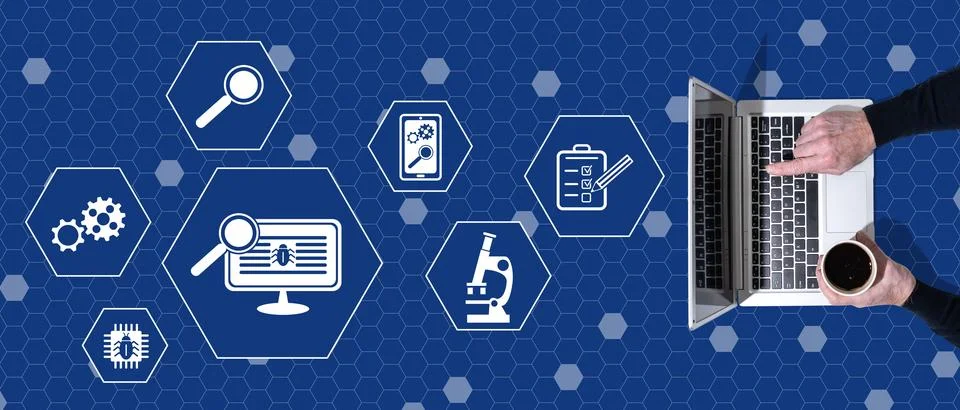 Concept of software testing Stock Photos