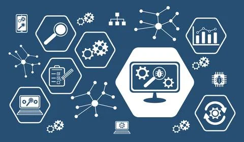 Concept of software testing Stock Photos