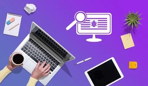 Concept of software testing Stockfoto's