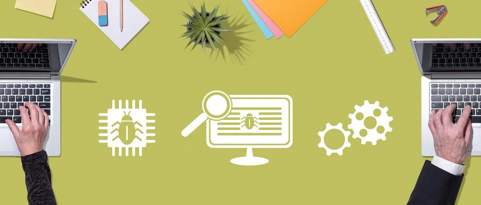 Concept of software testing Stock Photos