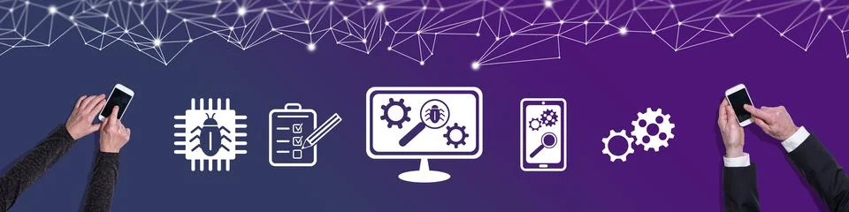 Concept of software testing Stock Photos