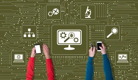 Concept of software testing Stock Photos
