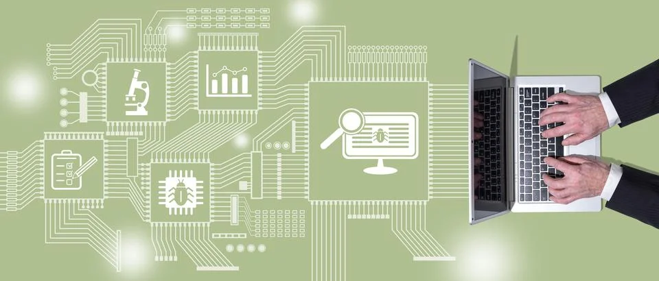 Concept of software testing Stock Photos