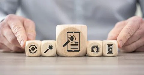 Concept of software testing Stock Photos