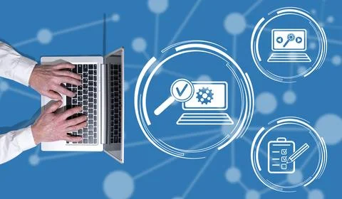 Concept of software testing Stock Photos