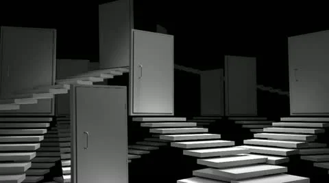 Concept solution doors, background, unlock, open, way. Video stock 21425007