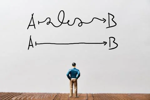 The concept of solving difficult problems through easy paths 写真素材