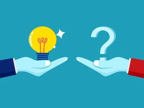 Concept of solving the problem. businessman holding a question mark with a li Stock Illustration