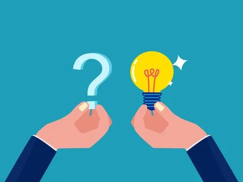 Concept of solving the problem. businessman holding a question mark with a li Stock Illustration