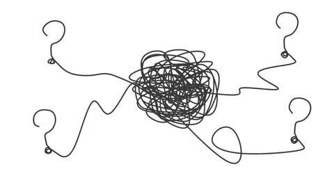 Concept of solving problem, situation, chaos and mess, psychotherapy Stock Footage 311607608