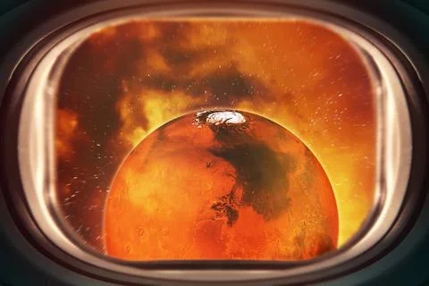 Concept of space flight to the Mars. Elements of this image furnished by N... Stock Photos