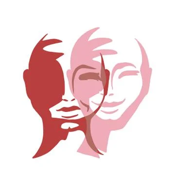 The concept of a split personality. Stock Illustration