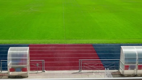 Concept Sport - Empty Stadium Before or After Competition. Dolly left Right Stock Footage 70223837