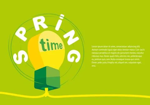 Concept of spring poster. The blank banner design layout with a lamp. Stock Illustration