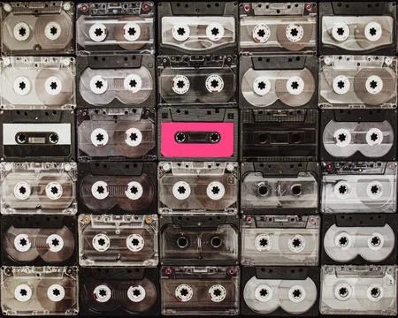 Concept of standing out from the crowd, background music in a retro style Stock Photos