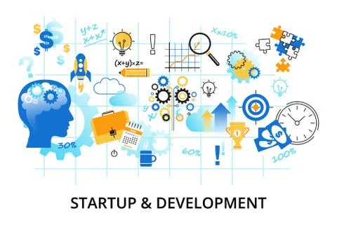 Concept of startup &amp; development Stock Illustration