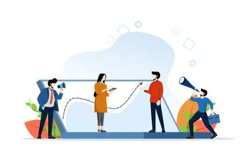 Concept of statistical data analysis on computer, working with data. Illustrazione stock