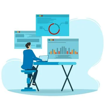 The concept of Statistics and Data Analysis Stock Illustration