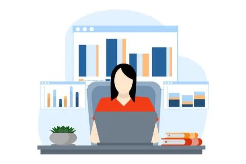 The concept of Statistics and Data Analysis. business financial investment. Stock Illustration