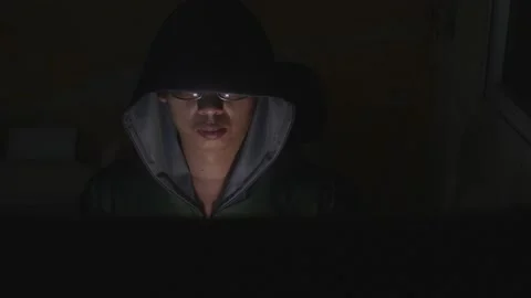 Concept of stealing, robbery or hacker. Young man wearing glasses. Stock Footage 165285620