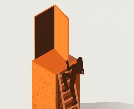 Concept of stepping into unknown future Stock Illustration