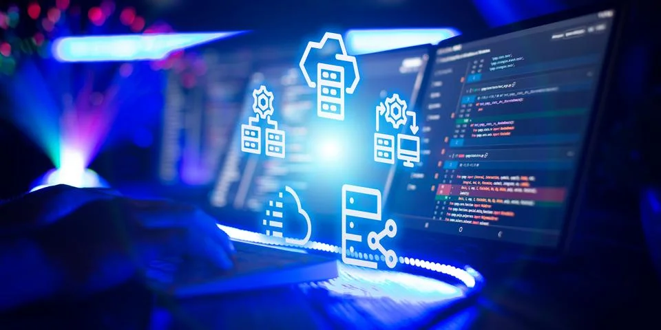 The concept of storing data on a server, combining into one array, data tra.. Stock Photos